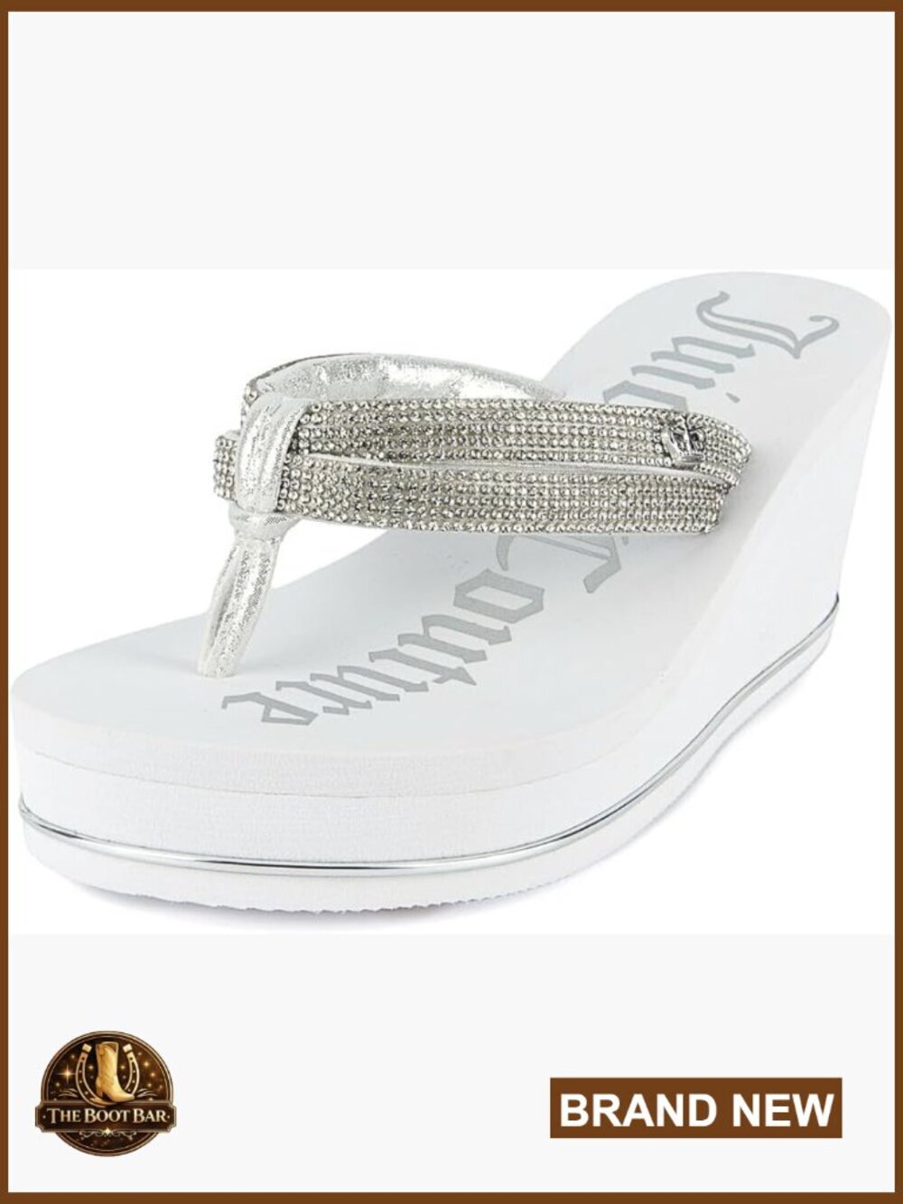 Jeweled Platform Wedge Flip Flop Sandals, Lightweight EVA Thong Slides, Beach &